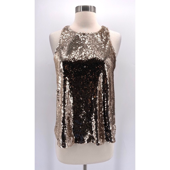 Line & Dot Tops - Line and Dot Gold Sequin Racer Back Tank NWT